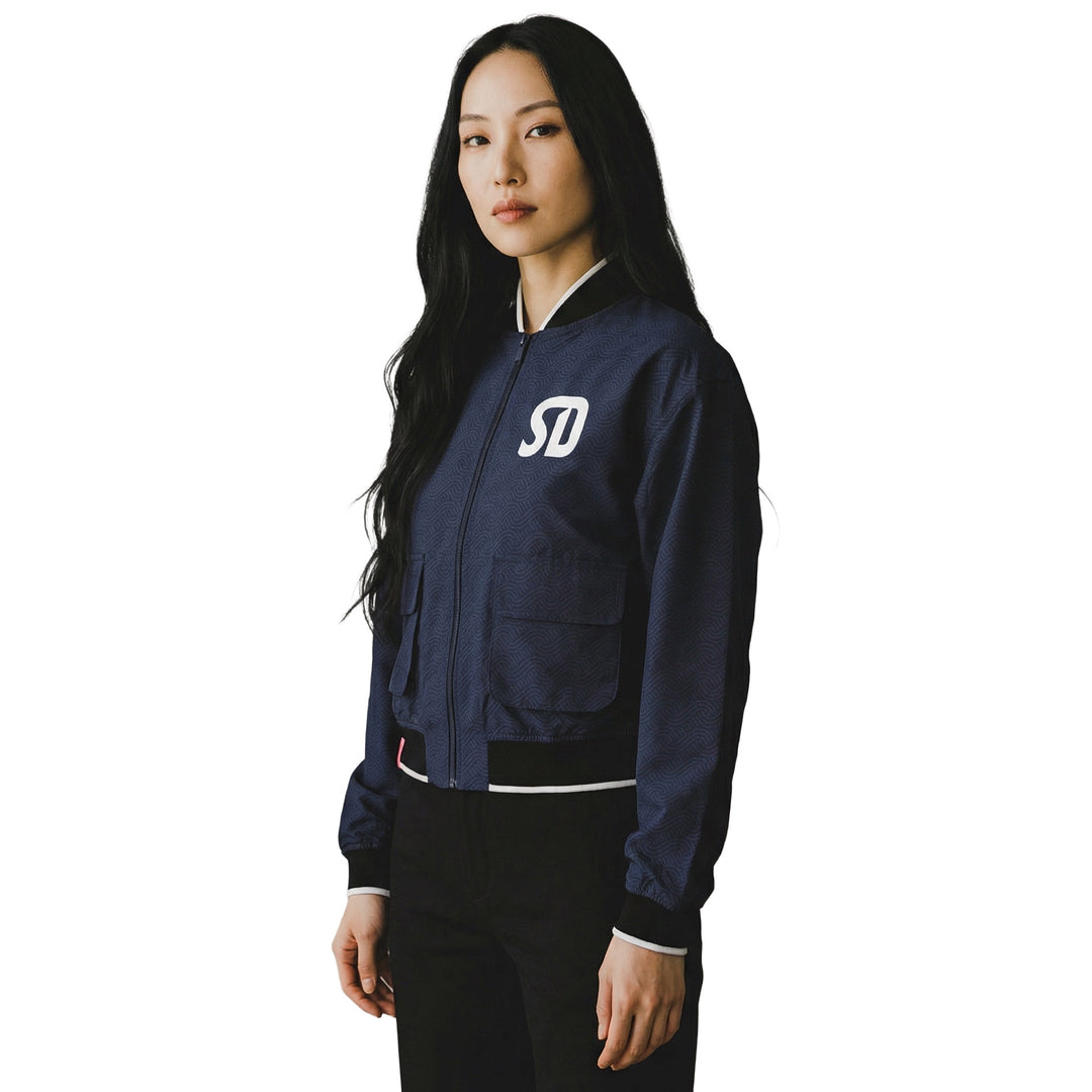 Women's Paisley Azul Flow Bomber Jacket