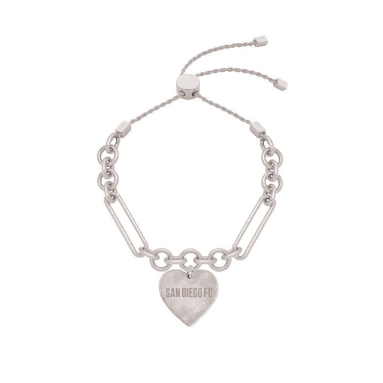 Trombone Link Heart Charm Bracelet